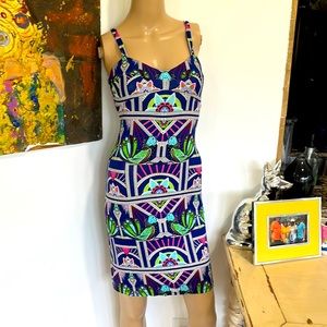 Mara Hoffman colorful bird dress cage back